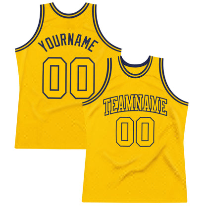 Custom Gold Gold-Navy Authentic Throwback Basketball Jersey - Sky-Custom