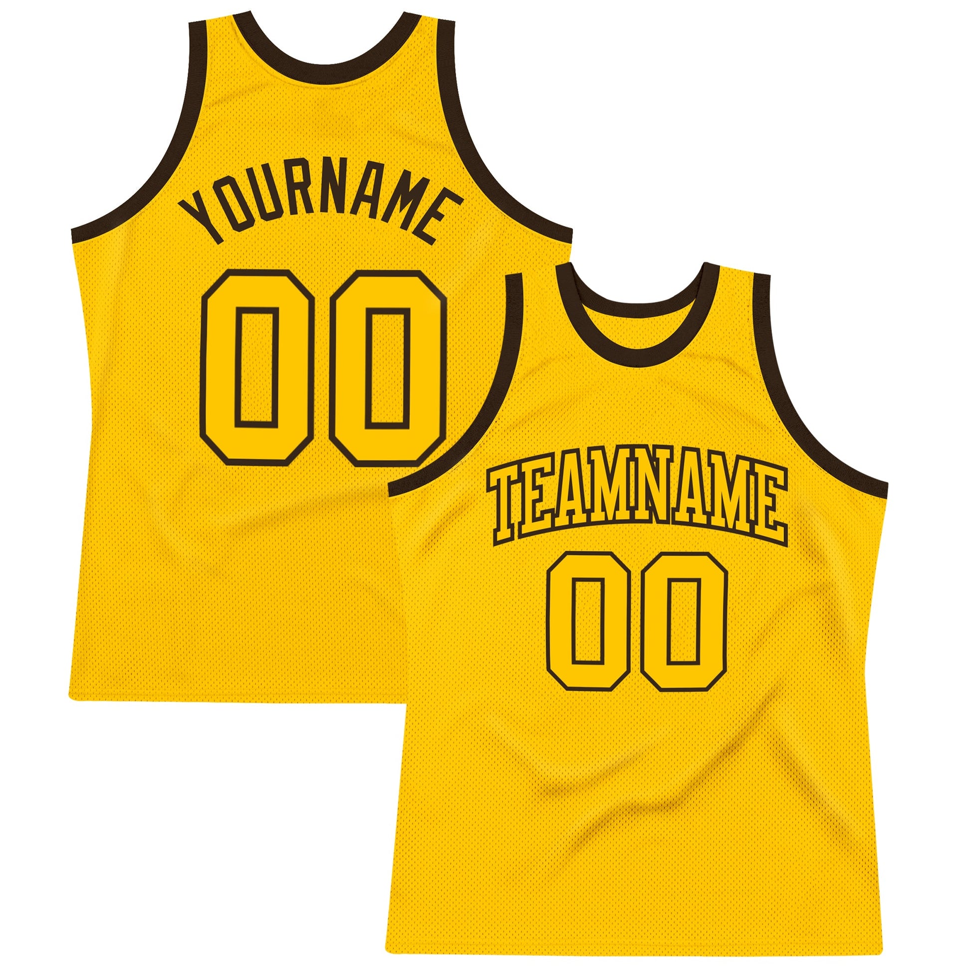 Custom Gold Gold-Brown Authentic Throwback Basketball Jersey - Sky-Custom