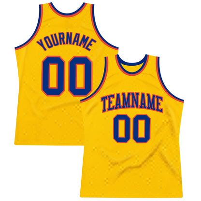Custom Gold Royal-Orange Authentic Throwback Basketball Jersey - Sky-Custom