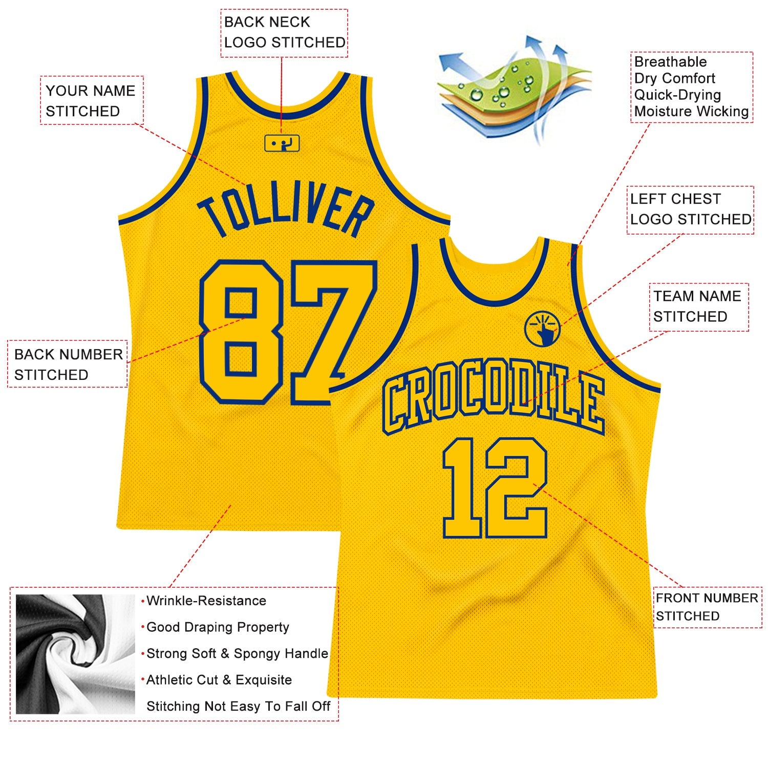 Custom Gold Gold-Royal Authentic Throwback Basketball Jersey - Sky-Custom