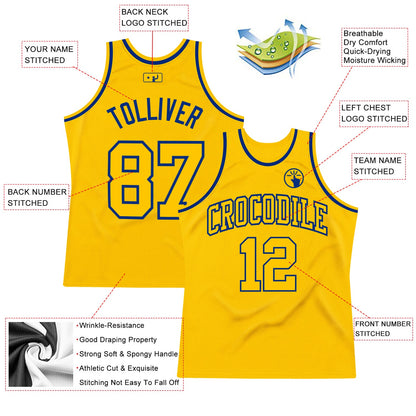 Custom Gold Gold-Royal Authentic Throwback Basketball Jersey - Sky-Custom