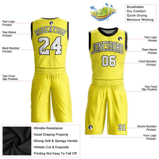 Custom Gold White-Black Round Neck Sublimation Basketball Suit Jersey - Sky-Custom