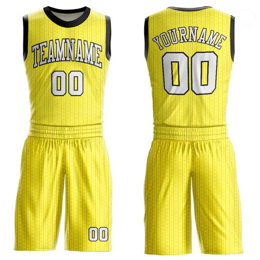 Custom Gold White-Black Round Neck Sublimation Basketball Suit Jersey - Sky-Custom