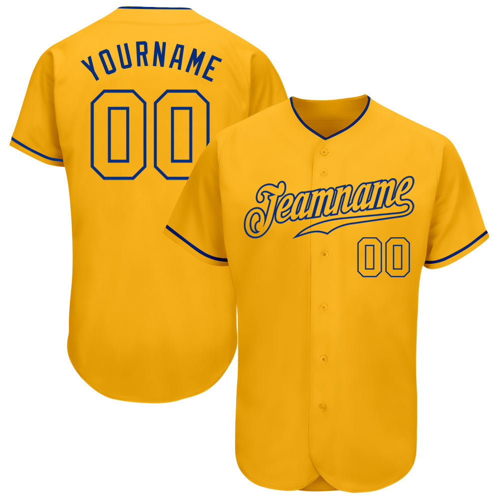 Custom Gold Gold-Royal Authentic Baseball Jersey - Sky-Custom
