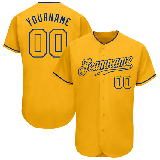 Custom Gold Gold-Royal Authentic Baseball Jersey - Sky-Custom