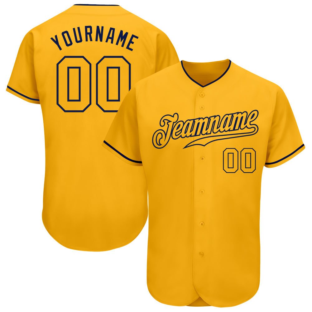 Custom Gold Gold-Navy Authentic Baseball Jersey - Sky-Custom