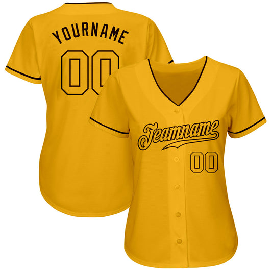 Custom Gold Gold-Brown Authentic Baseball Jersey - Sky-Custom
