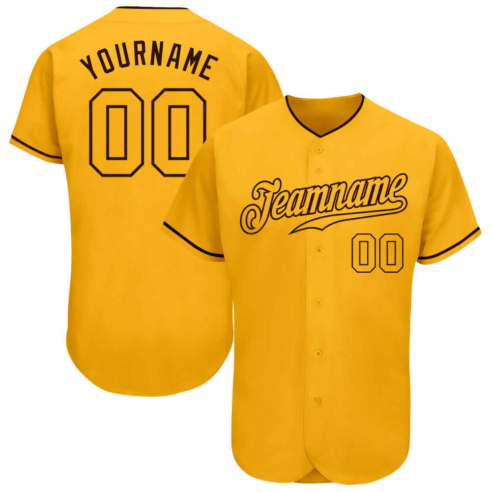 Custom Gold Gold-Brown Authentic Baseball Jersey - Sky-Custom