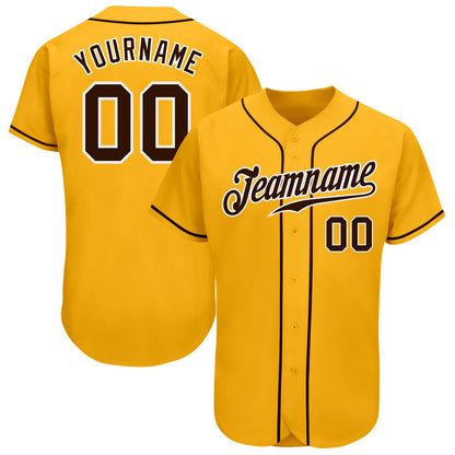 Custom Gold Brown-White Authentic Baseball Jersey - Sky-Custom