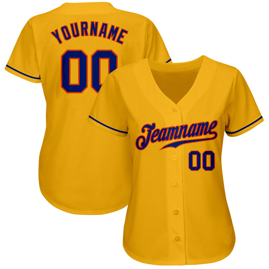 Custom Gold Royal-Orange Authentic Baseball Jersey - Sky-Custom