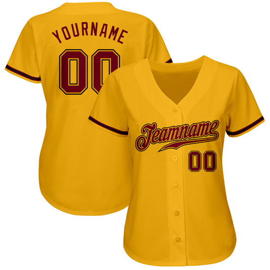 Custom Gold Crimson-Black Authentic Baseball Jersey - Sky-Custom