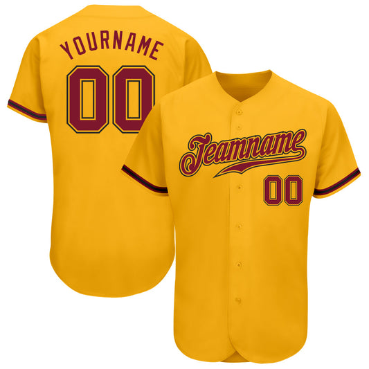 Custom Gold Crimson-Black Authentic Baseball Jersey - Sky-Custom