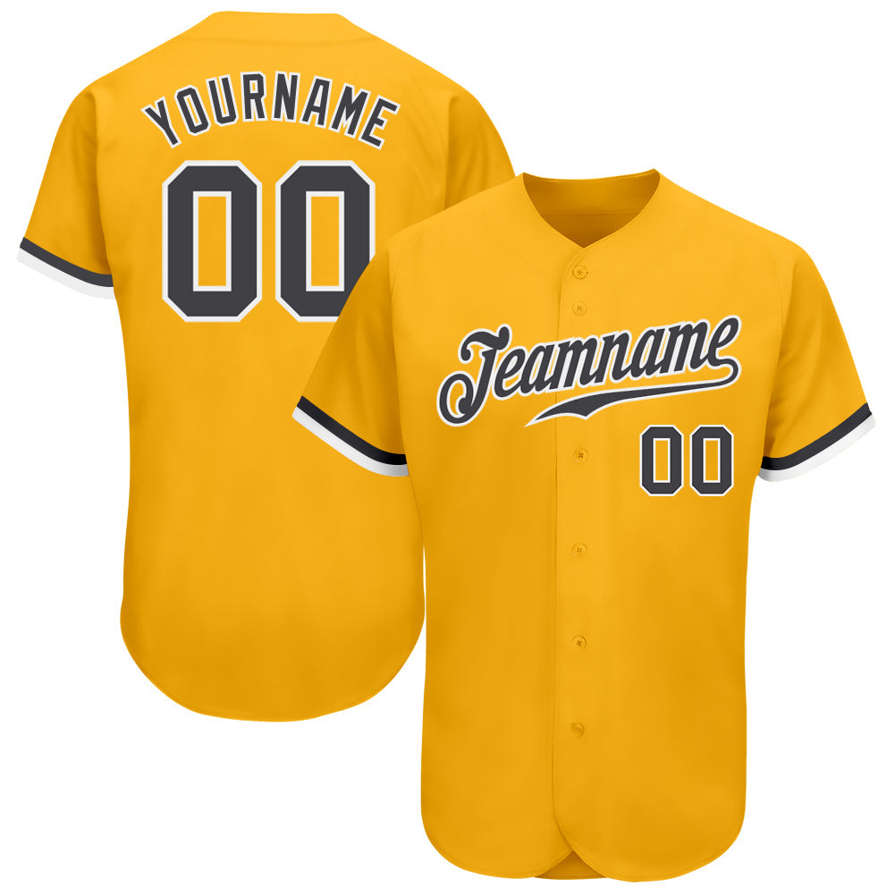 Custom Gold Steel Gray-White Authentic Baseball Jersey - Sky-Custom