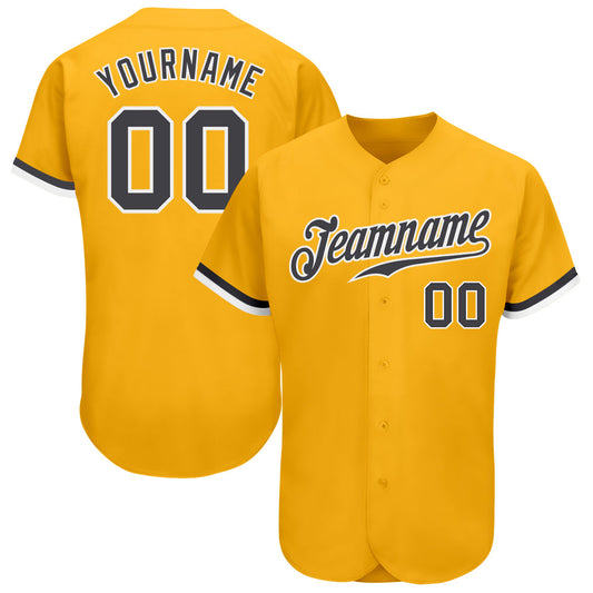 Custom Gold Steel Gray-White Authentic Baseball Jersey - Sky-Custom