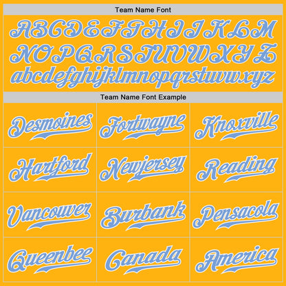 Custom Gold Light Blue-White Authentic Baseball Jersey - Sky-Custom