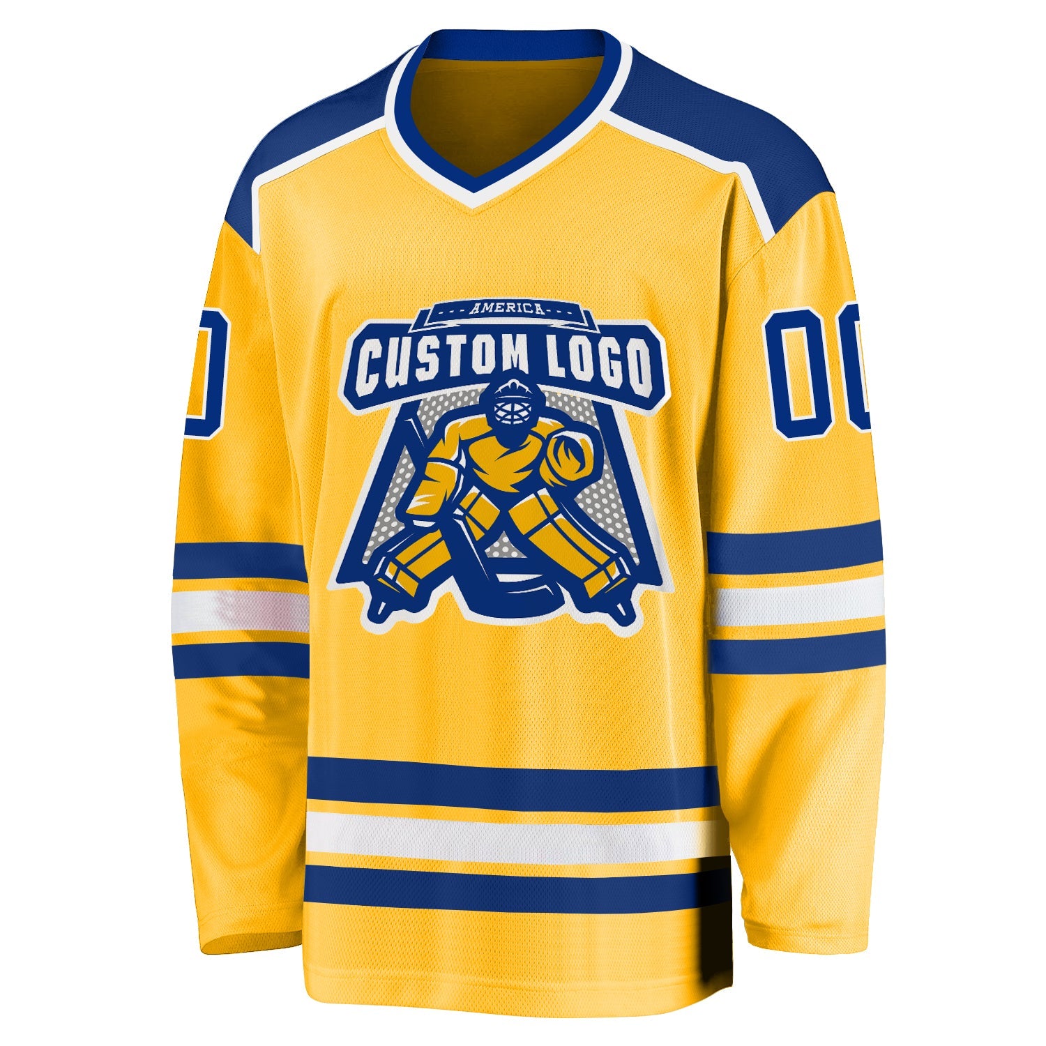 Custom Gold Royal-White Hockey Jersey - Sky-Custom