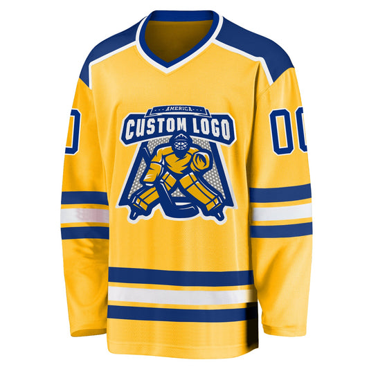 Custom Gold Royal-White Hockey Jersey - Sky-Custom