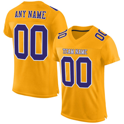 Custom Gold Purple-White Mesh Authentic Football Jersey - Sky-Custom