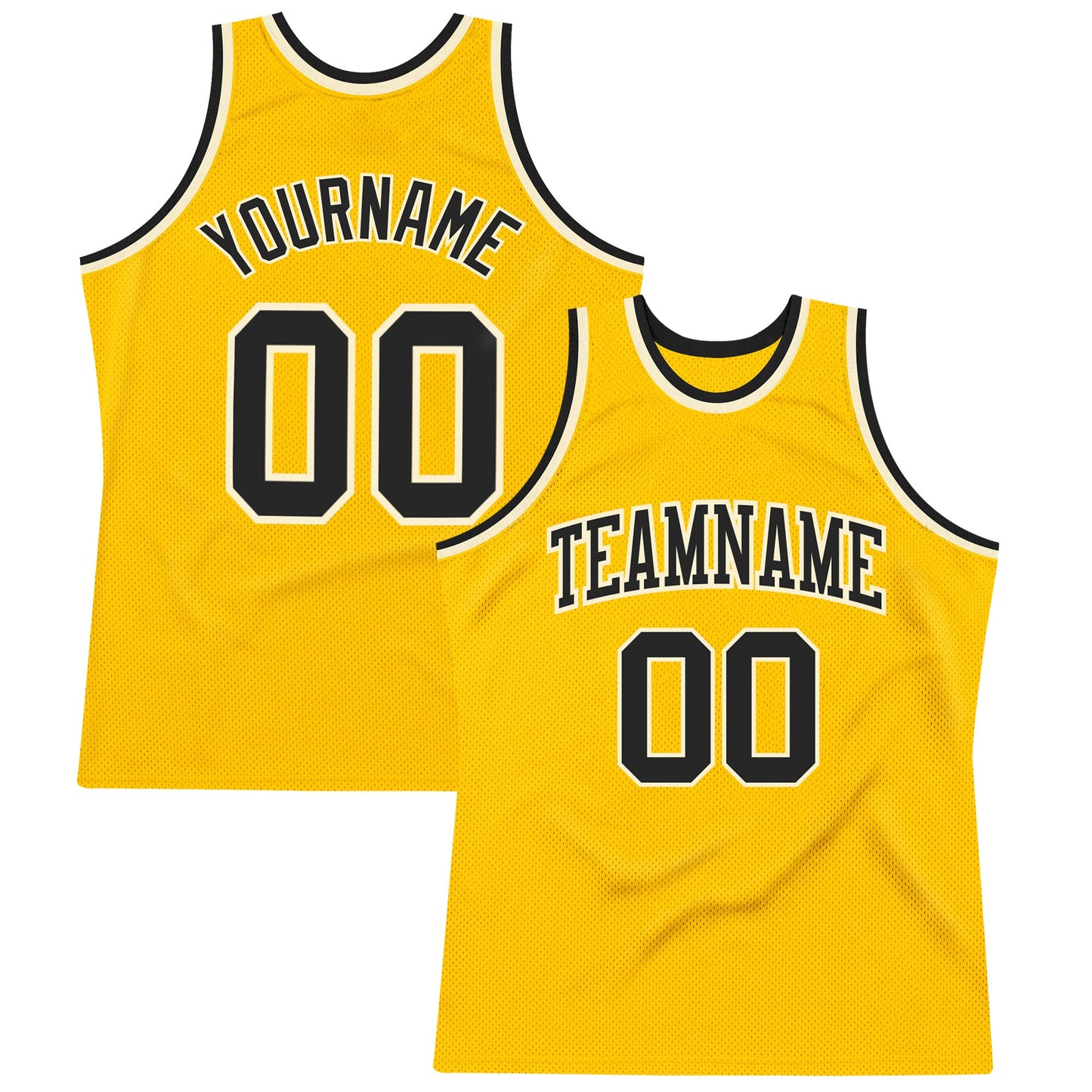 Custom Gold Black-Cream Authentic Throwback Basketball Jersey - Sky-Custom