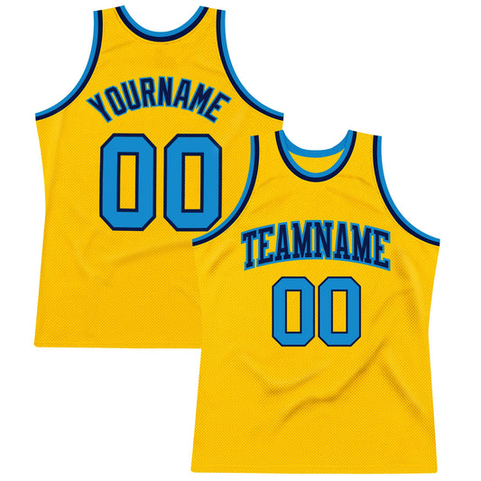 Custom Gold Blue-Navy Authentic Throwback Basketball Jersey - Sky-Custom