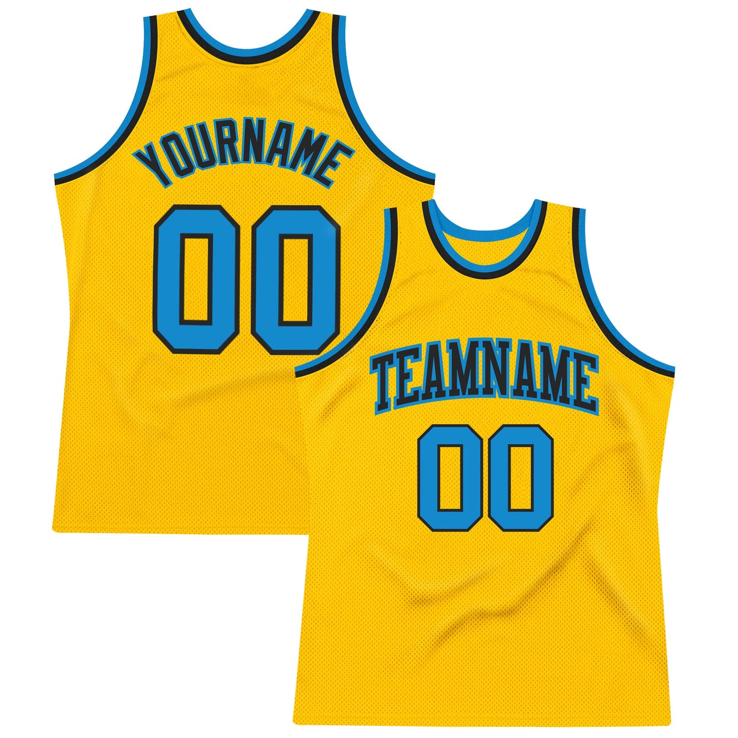 Custom Gold Blue-Black Authentic Throwback Basketball Jersey - Sky-Custom