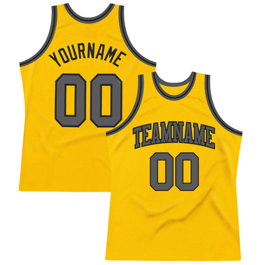 Custom Gold Steel Gray-Black Authentic Throwback Basketball Jersey - Sky-Custom