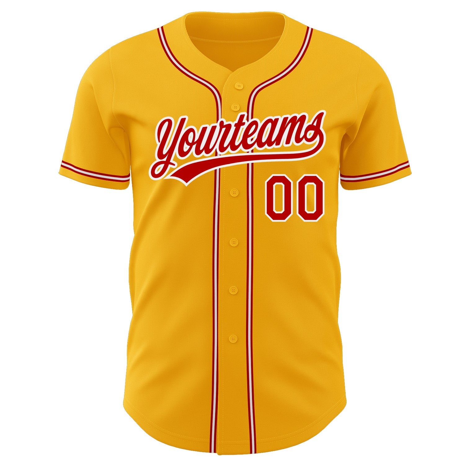 Custom Gold Red-White Authentic Baseball Jersey - Sky-Custom