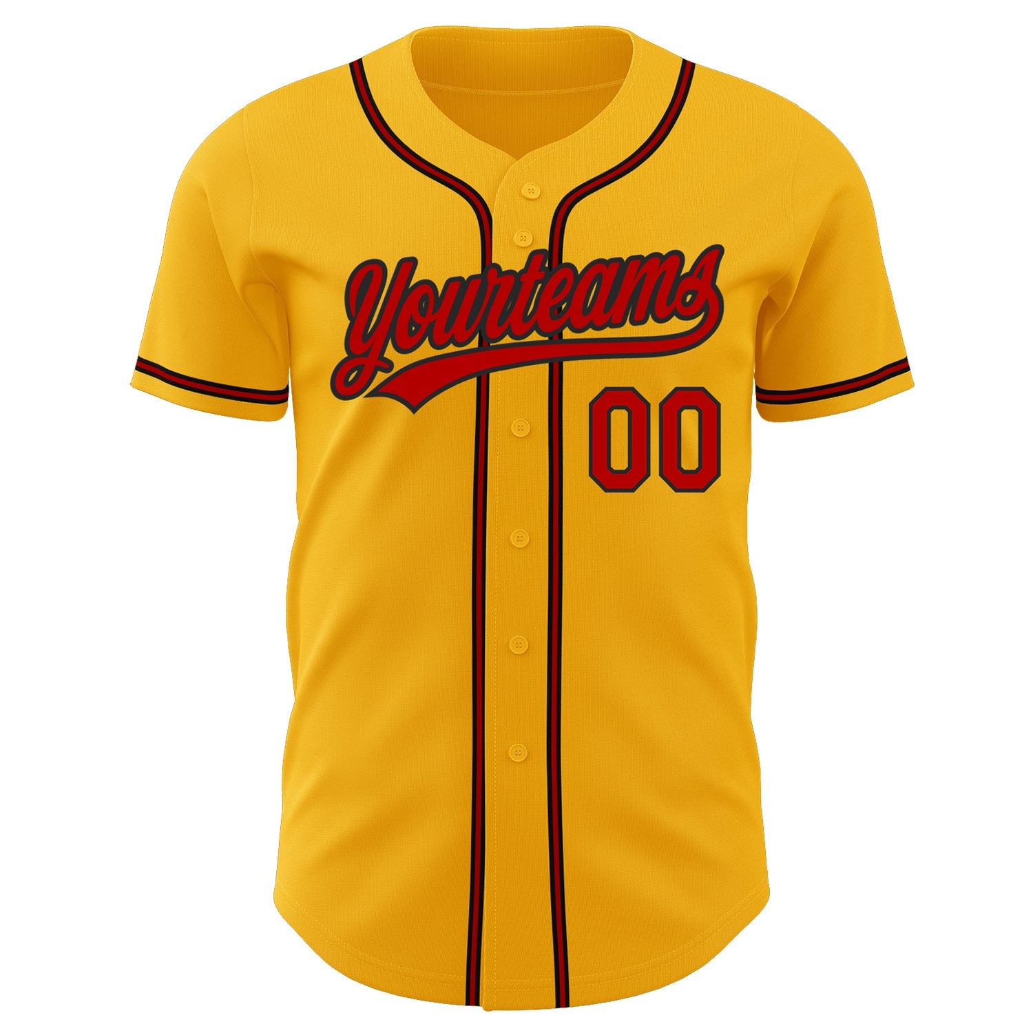 Custom Gold Red-Black Authentic Baseball Jersey - Sky-Custom