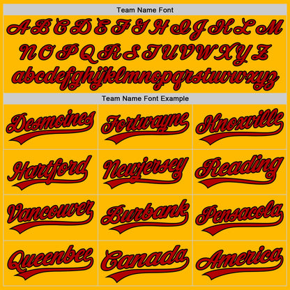Custom Gold Red-Black Authentic Baseball Jersey - Sky-Custom