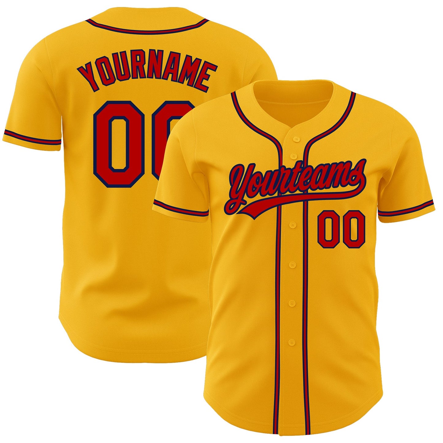 Custom Gold Red-Navy Authentic Baseball Jersey - Sky-Custom