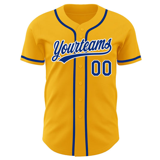 Custom Gold Royal-White Authentic Baseball Jersey - Sky-Custom