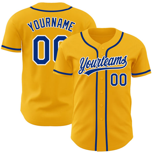 Custom Gold Royal-White Authentic Baseball Jersey - Sky-Custom