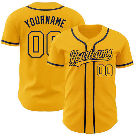 Custom Gold Gold-Navy Authentic Baseball Jersey - Sky-Custom