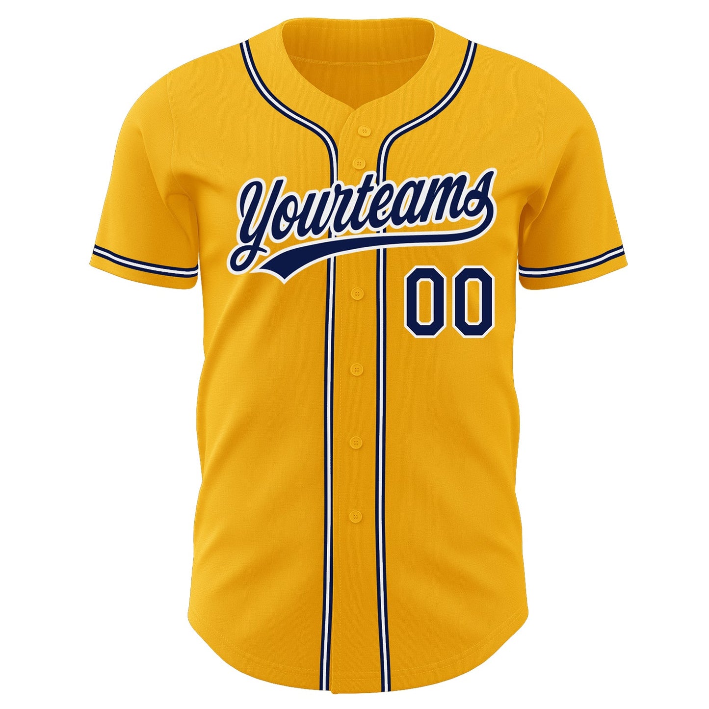 Custom Gold Navy-White Authentic Baseball Jersey - Sky-Custom