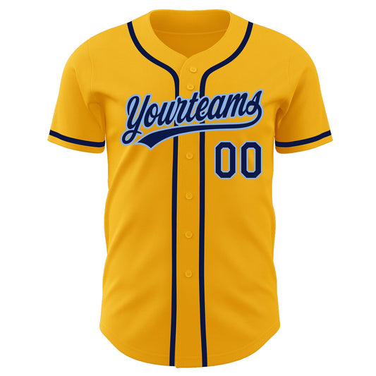 Custom Gold Navy-Light Blue Authentic Baseball Jersey - Sky-Custom