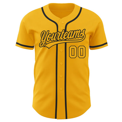 Custom Gold Gold-Black Authentic Baseball Jersey - Sky-Custom