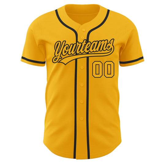 Custom Gold Gold-Black Authentic Baseball Jersey - Sky-Custom