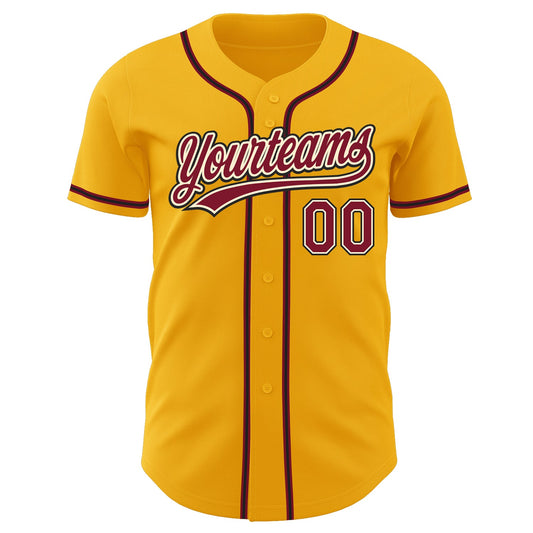 Custom Gold Crimson Cream-Black Authentic Baseball Jersey - Sky-Custom