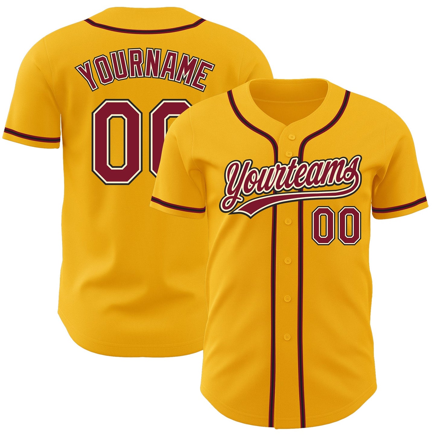 Custom Gold Crimson Cream-Black Authentic Baseball Jersey - Sky-Custom