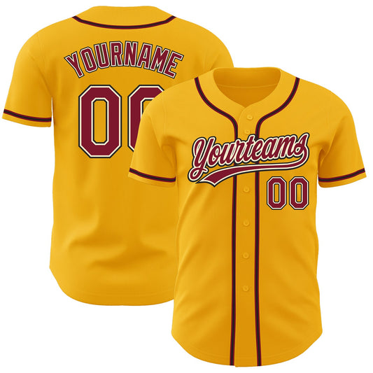 Custom Gold Crimson Cream-Black Authentic Baseball Jersey - Sky-Custom
