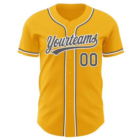 Custom Gold Steel Gray-White Authentic Baseball Jersey - Sky-Custom