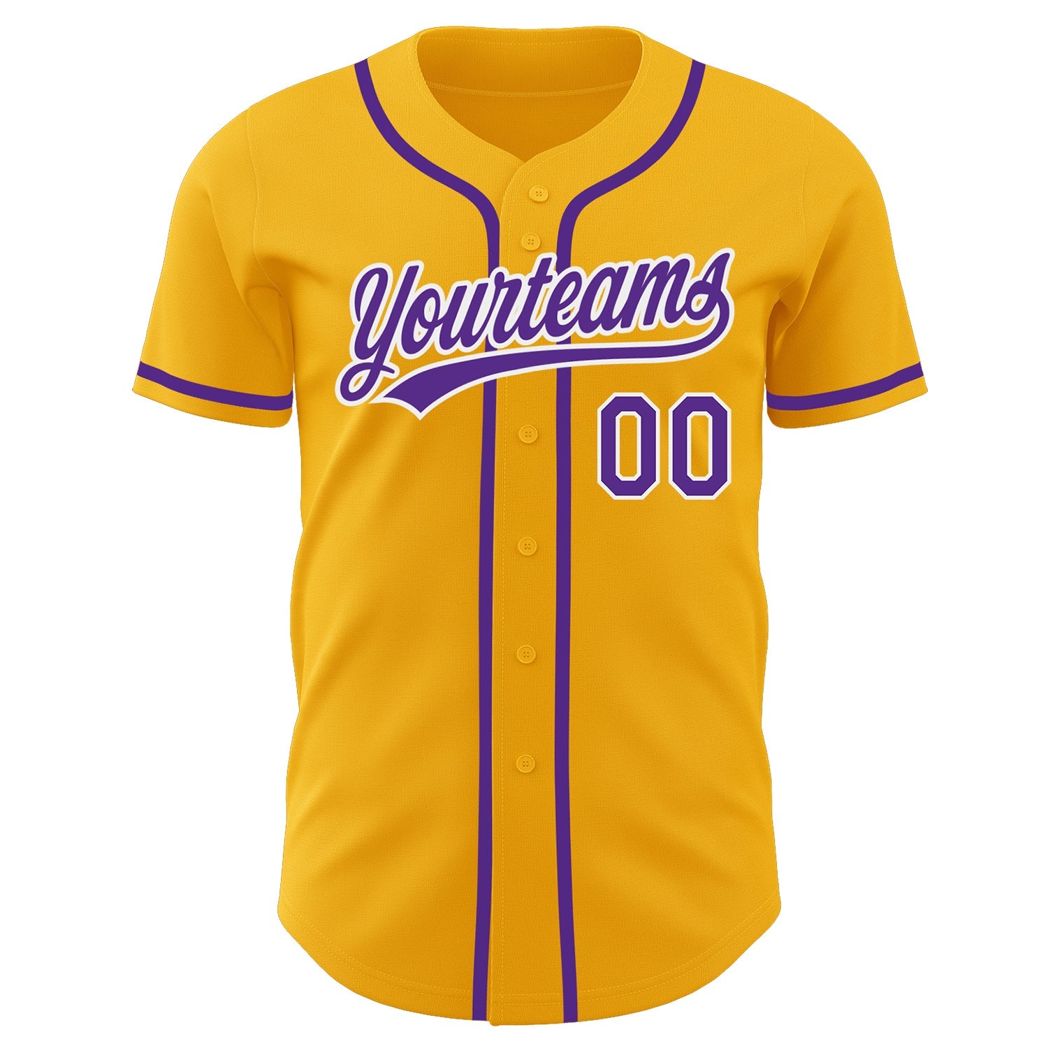 Custom Gold Purple-White Authentic Baseball Jersey - Sky-Custom