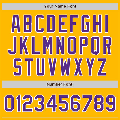 Custom Gold Purple-White Authentic Baseball Jersey - Sky-Custom