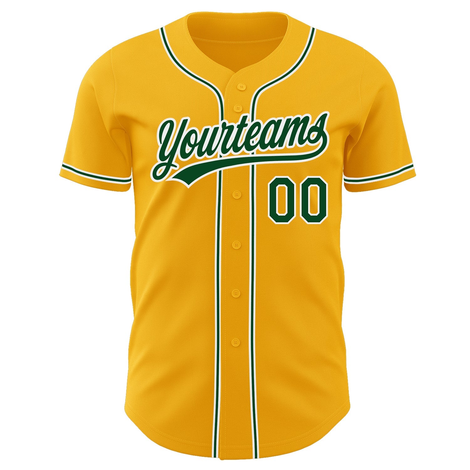 Custom Gold Green-White Authentic Baseball Jersey - Sky-Custom