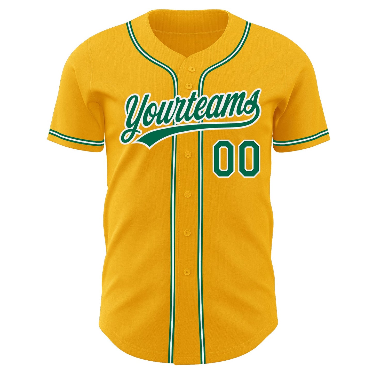 Custom Gold Kelly Green-White Authentic Baseball Jersey - Sky-Custom
