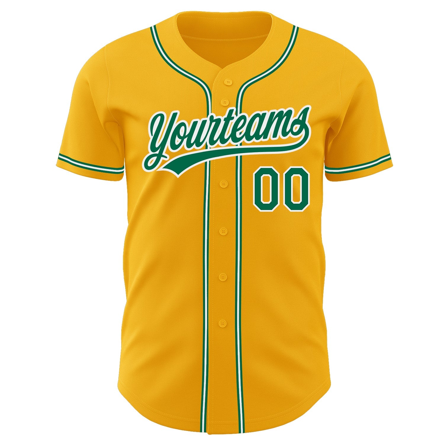 Custom Gold Kelly Green-White Authentic Baseball Jersey - Sky-Custom