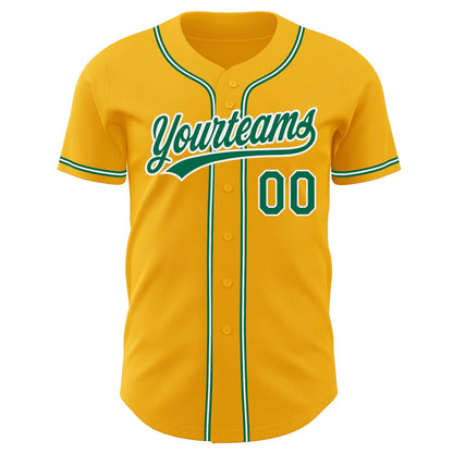 Custom Gold Kelly Green-White Authentic Baseball Jersey - Sky-Custom