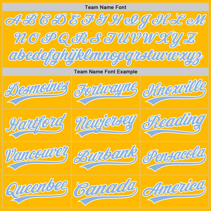 Custom Gold Light Blue-White Authentic Baseball Jersey - Sky-Custom