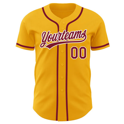 Custom Gold Crimson-White Authentic Baseball Jersey - Sky-Custom