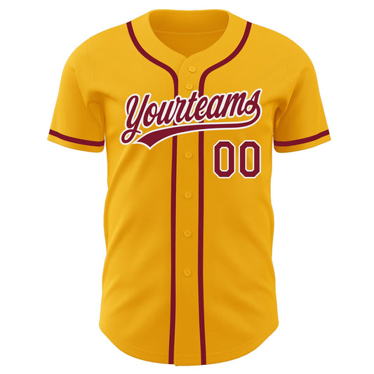 Custom Gold Crimson-White Authentic Baseball Jersey - Sky-Custom